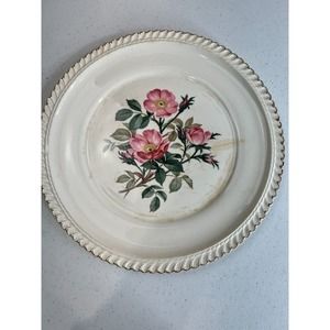 Vintage‎ The Harker Pottery Co. 22 KT. Gold Floral Scalloped Edge Dinner Plate